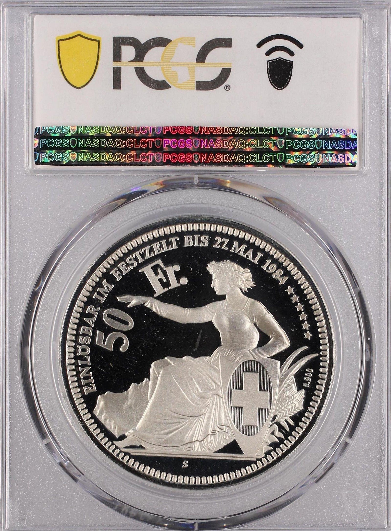 スイス 射撃祭 50フラン銀貨プルーフ 1984 オーバーハスリ PCGS PR67 DCAM – 野崎コイン