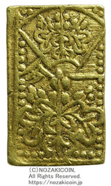 慶長一分判金は慶長6年から元禄8年(1601～1695)に鋳造されました。
品位 金857 / 銀143 量目 4.4g
鑑定書（令和8年4月7日）