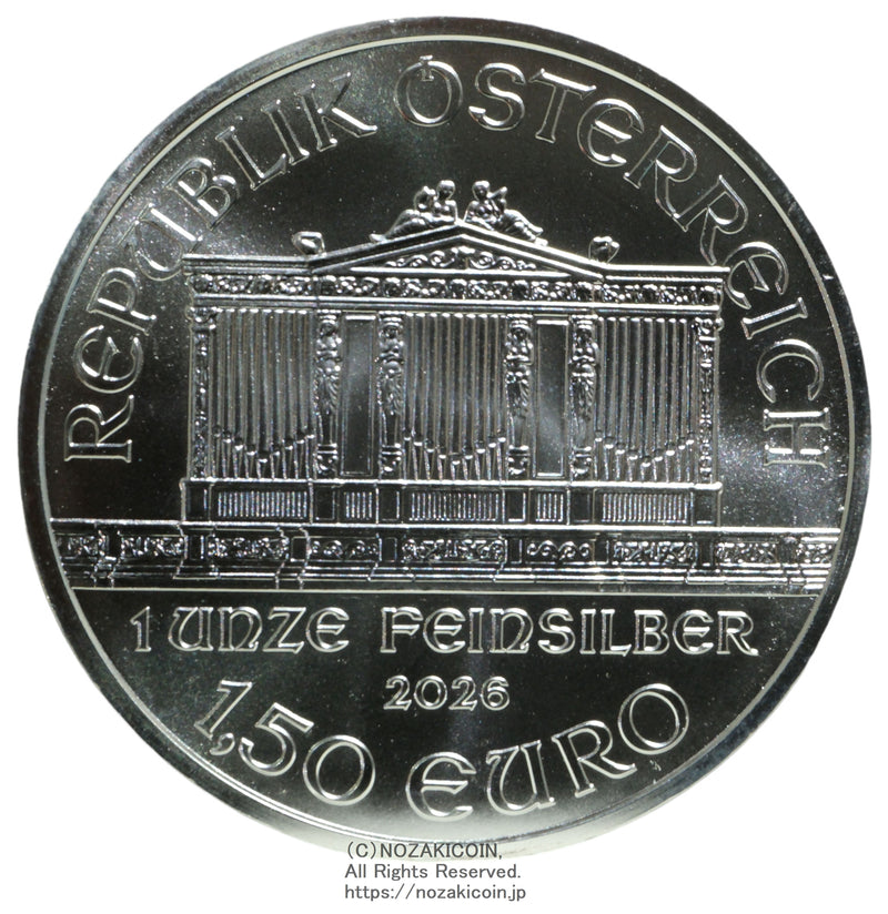 春*番様 オーストリア 【NEW】 2026年ウィーン 1,50ユーロ銀貨（1オ オーストリア 1.50ユーロ ウィーン・フィルハーモニー銀貨 2026年