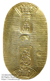 万延小判は万延元年～慶応3年(1860～1867)まで鋳造されました。品位は金574 / 銀426 量目3.3g です。小型で雛小判とも呼ばれます。鑑定書・桐箱付き。
鑑定書に磨き記載あり。