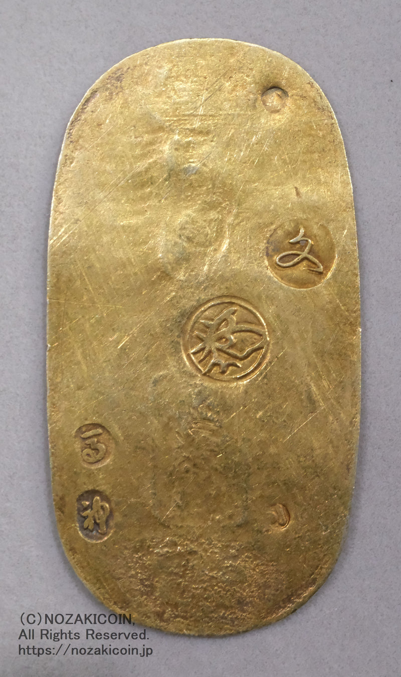 Bunsei koban gold, engraved on the back, horse and god, seven lucky koban, with certificate of authenticity 566
