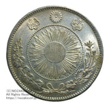 明治3年（1870）発行枚数3,685,049枚 直径38.58mm 品位 銀900/銅100 重量26.8g
鑑定書令和7年10月28日発行