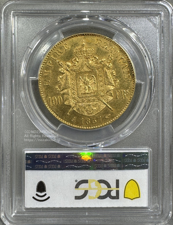 フランス ナポレオン 100フラン金貨 1857A PCGS AU58