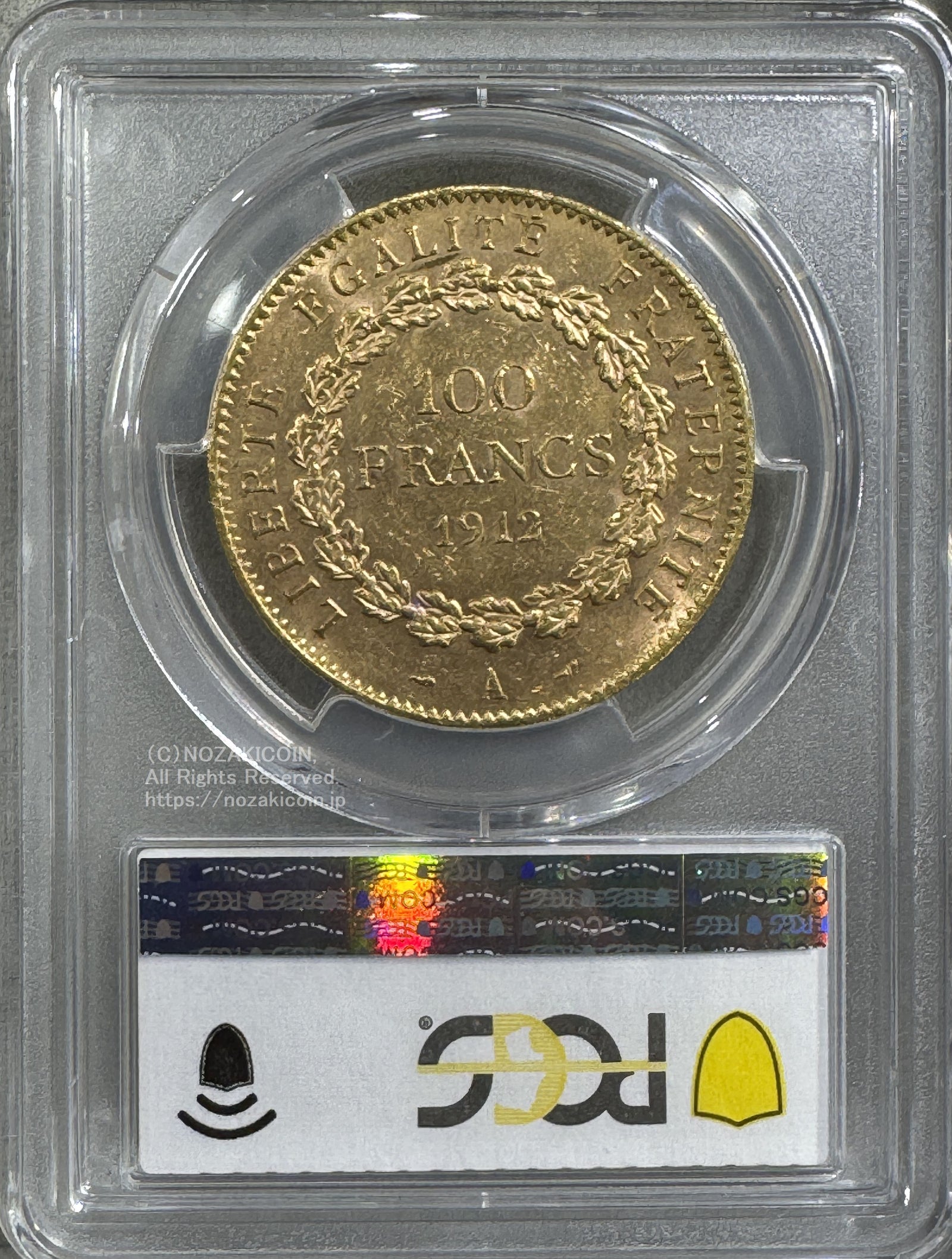 フランス エンゼル 100フラン金貨 1912A PCGS MS61 – 野崎コイン