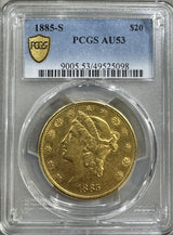 アメリカ 20ドル金貨 リバティヘッド 1885年S PCGS AU53