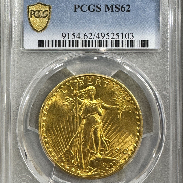 アメリカ 20ドル金貨 セントゴーデンズ 1910年 PCGS MS62 – 野崎コイン