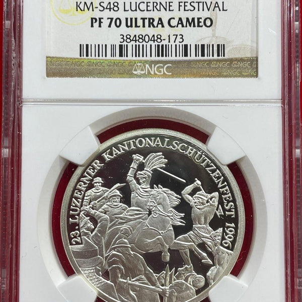 スイス 射撃祭 50フラン銀貨 1996 Lucerne NGC PF70 ULTRA CAMEO 173