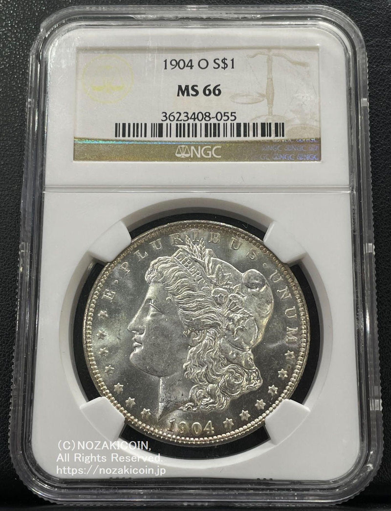 アメリカ　1ドル銀貨　1904年O　NGC MS66　055 - 野崎コイン