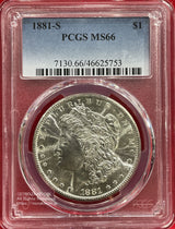 アメリカ　1ドル銀貨　1881年S　PCGS MS66　753