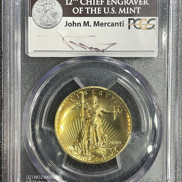アメリカ合衆国　2009年　ウルトラハイレリーフ金貨　マーカンティ氏サイン　PCGS鑑定　MS70PL　1オンス　20ドル　ダブルイーグル 2009年 アメリカ 20ドル金貨 ダブルイーグル ウルトラ・ハイ・リリーフ