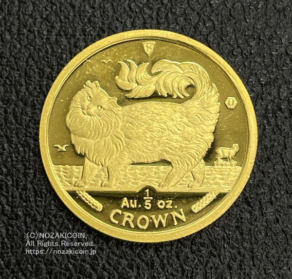 1993年マン島政府発行　キャットコイン メインクーン図柄  純金製（品位999金）  エッヂに傷、両面の表面に小傷あり