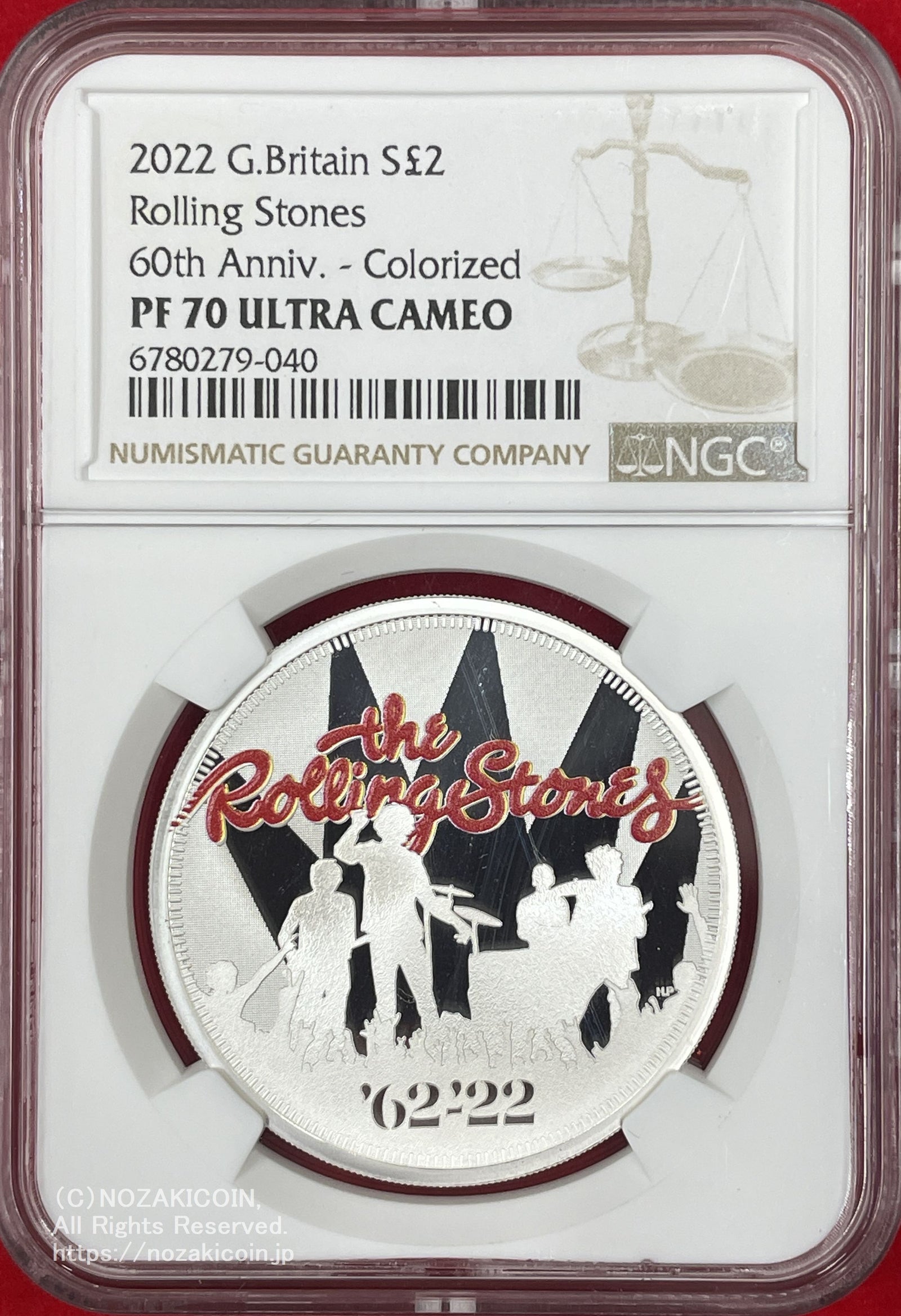 イギリス 2ポンド銀貨 1オンス 2022年 ローリングストーンズ NGC PF70
