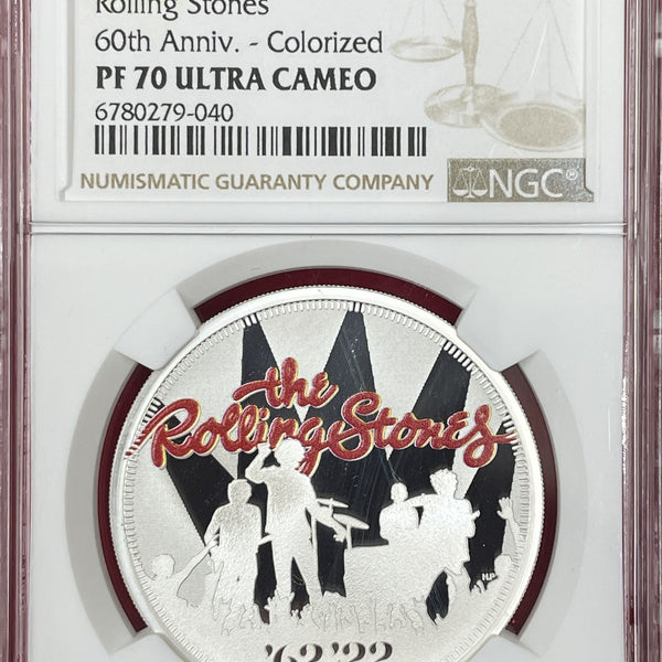 イギリス　2022年 ローリング・ストーンズ 5ポンド　2オンス　プルーフ銀貨 楽天市場】2022年 ザ・ローリング・ストーンズ 2オンス 5ポンド