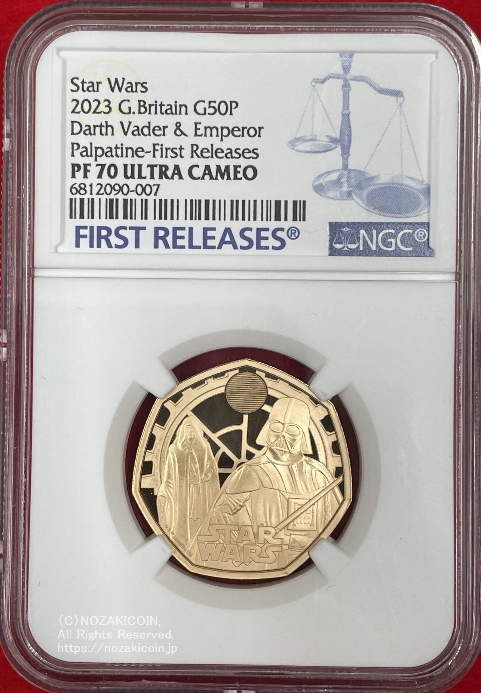 イギリス 50ペンス金貨 2023年 スターウォーズ ダースベイダーと皇帝パルパティーン NGC PF70 ULTRA CAMEO FIRST  RELEASES – 野崎コイン