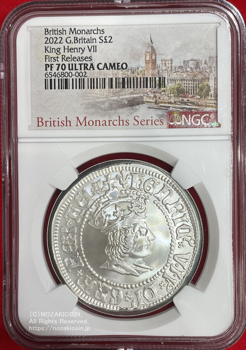 2022年1オンス純銀貨 英国2ポンド British Monarchs King Henry Ⅶ 発行枚数は限定１,２５０枚、プルーフ仕上げとなっています。