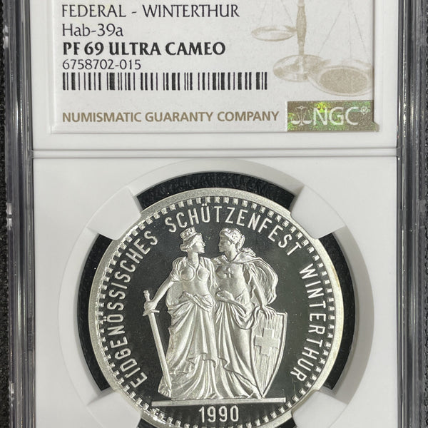 スイス 射撃祭 50フラン銀貨 1990 Winterthur NGC PF69 ULTRA CAMEO 015 – 野崎コイン