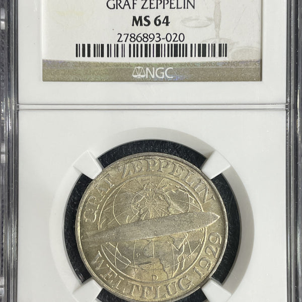 ドイツ ワイマール共和国 3マルク 1930年 グラフツェッペリン NGC MS64 – 野崎コイン