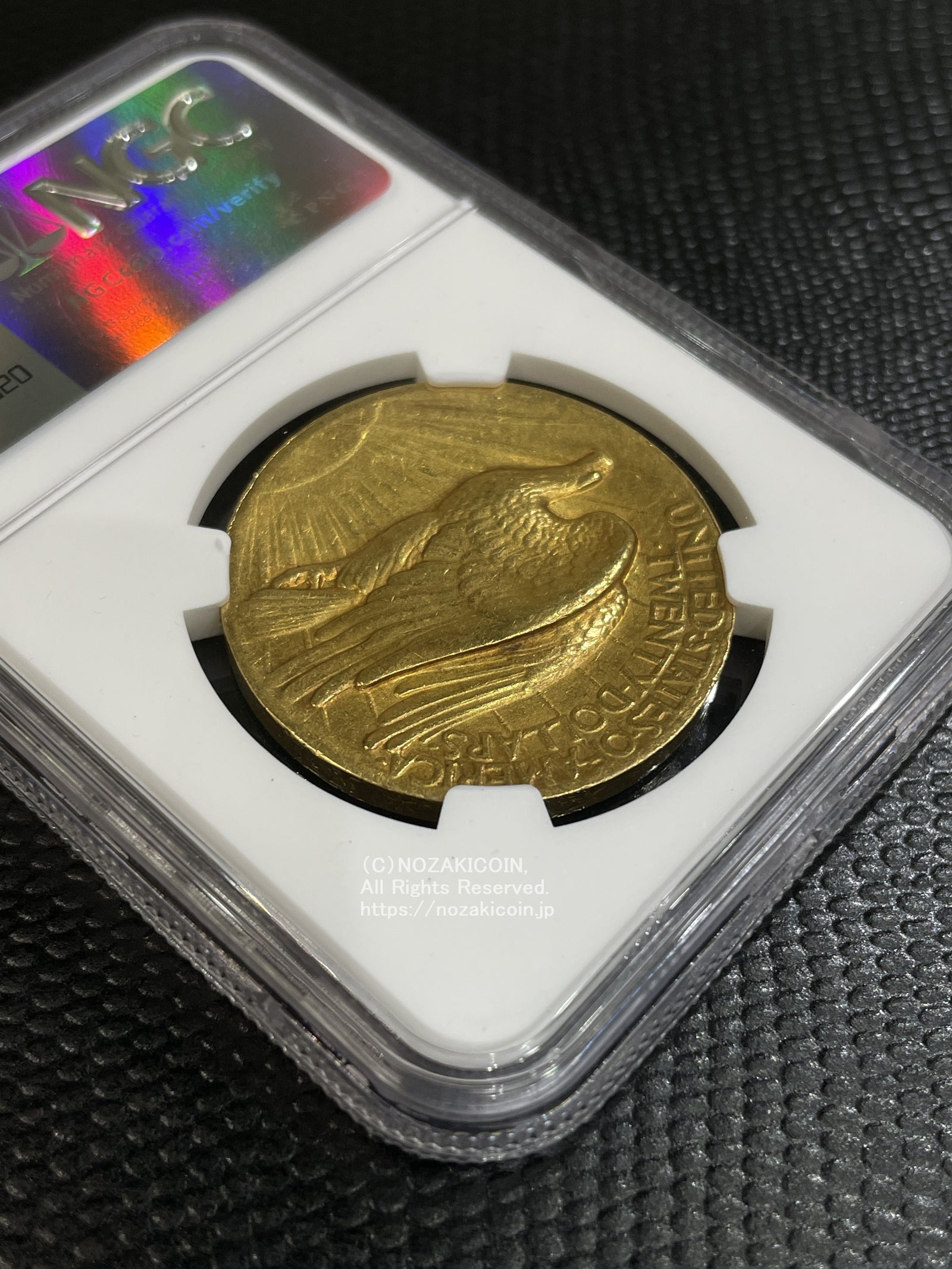 アメリカ 20ドル金貨 1907年 女神立像ハイレリーフ 極美品 NGC AU58 – 野崎コイン