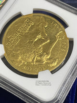 オーストリア 雲上の女神 100コロナ金貨 1908年 フランツ・ヨーゼフ NGC PF55