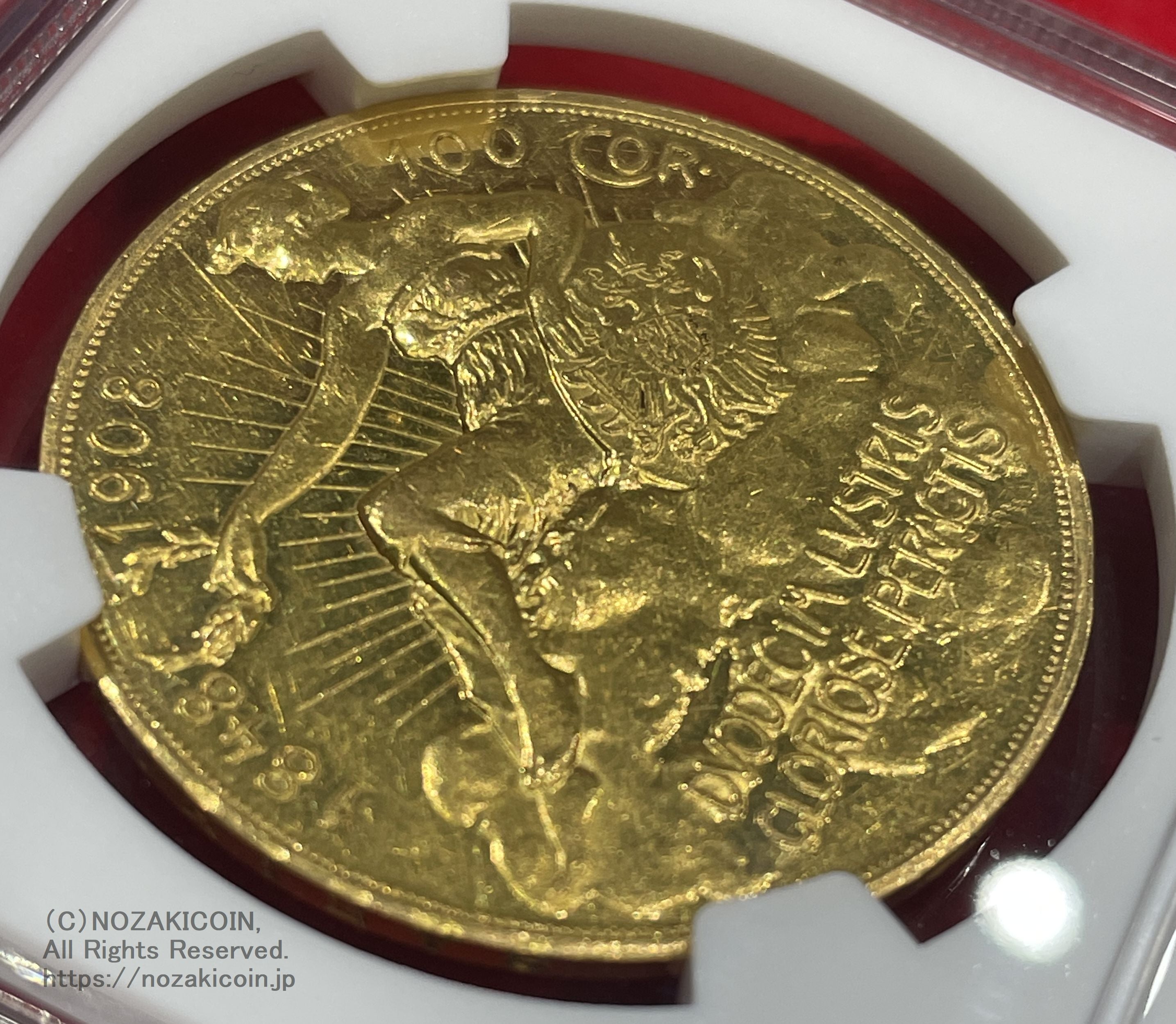 オーストリア 雲上の女神 100コロナ金貨 1908年 フランツ・ヨーゼフ NGC PROOF AU DETAILS – 野崎コイン