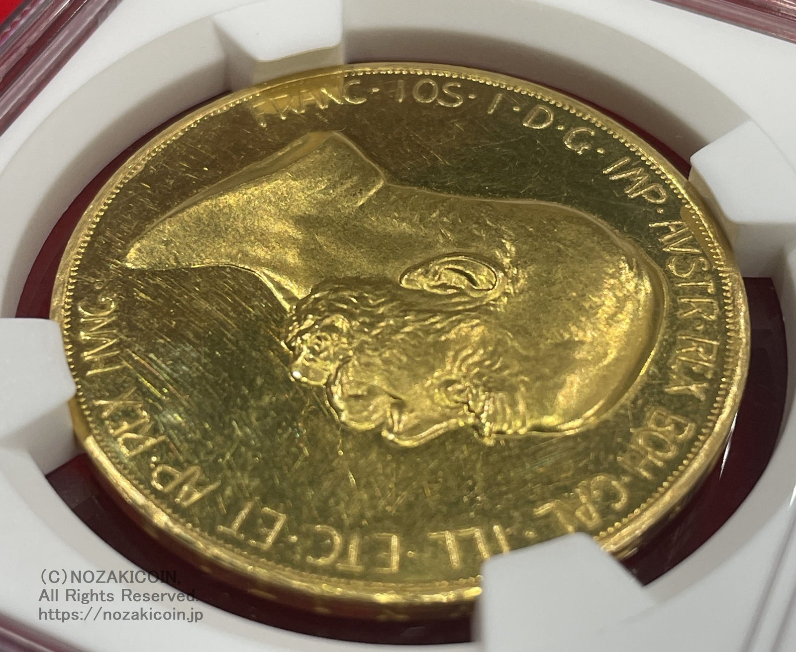 オーストリア 雲上の女神 100コロナ金貨 1908年 フランツ・ヨーゼフ NGC PF60 CAMEO カメオ – 野崎コイン