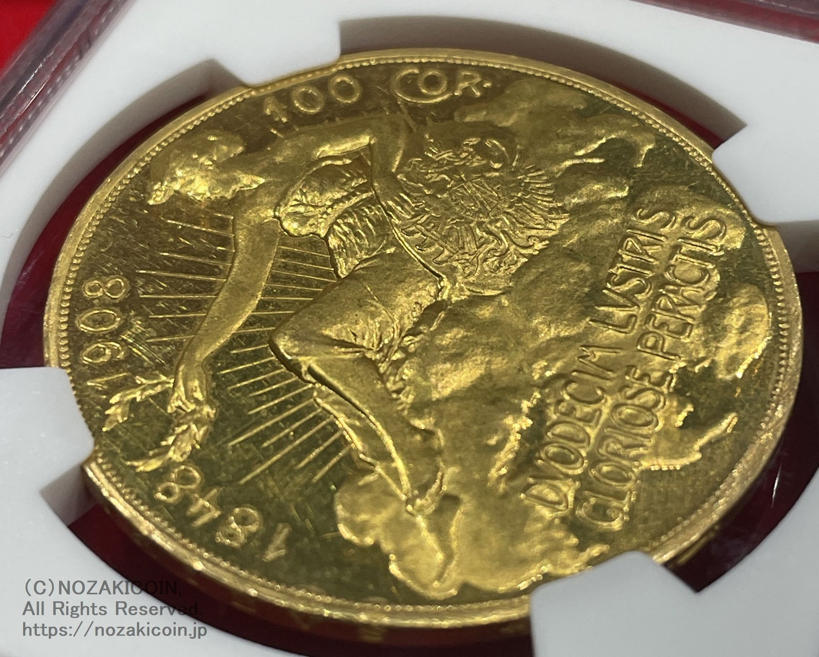 オーストリア 雲上の女神 100コロナ金貨 1908年 フランツ・ヨーゼフ NGC PF60 CAMEO カメオ – 野崎コイン