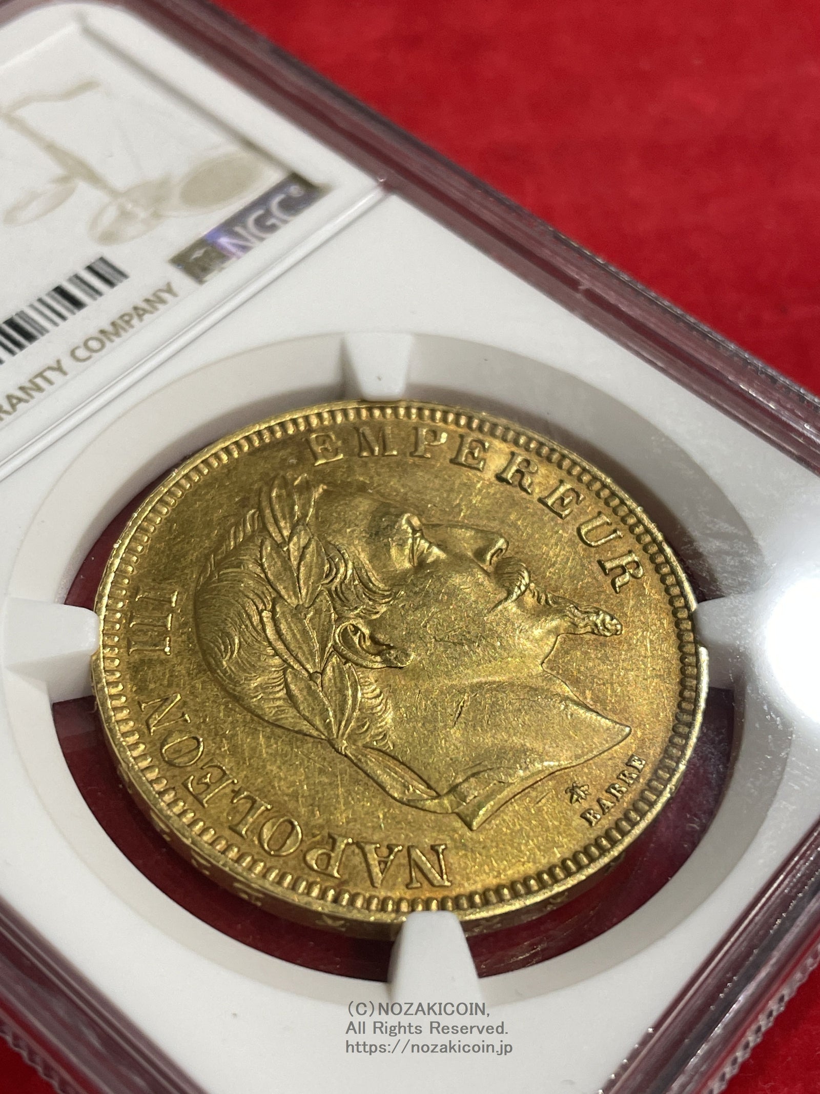 フランス ナポレオン 100フラン金貨 有冠 1869A NGC AU58 – 野崎コイン