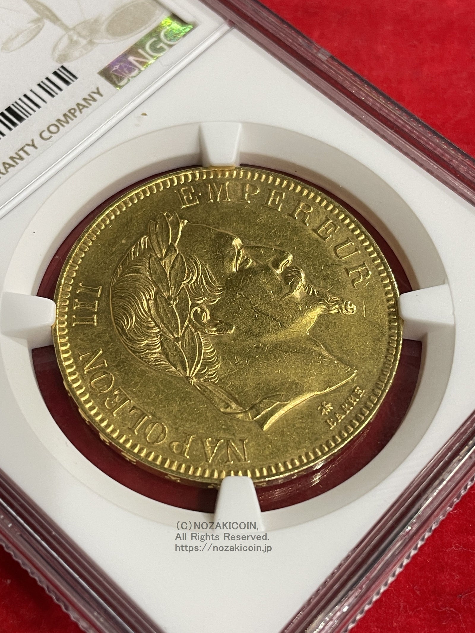 フランス ナポレオン 100フラン金貨 有冠 1868A NGC AU58 – 野崎