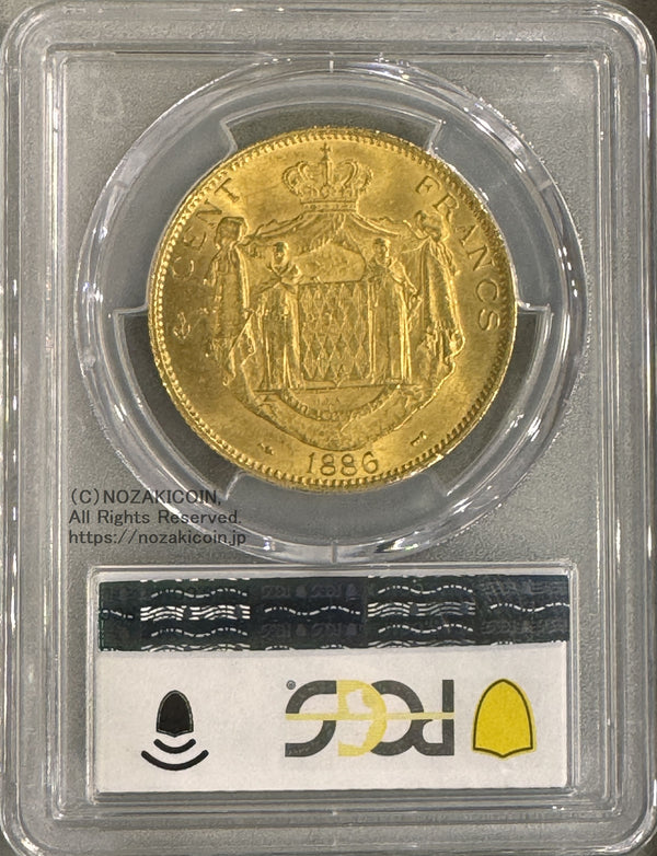 モナコ100フラン金貨1886A パリ
