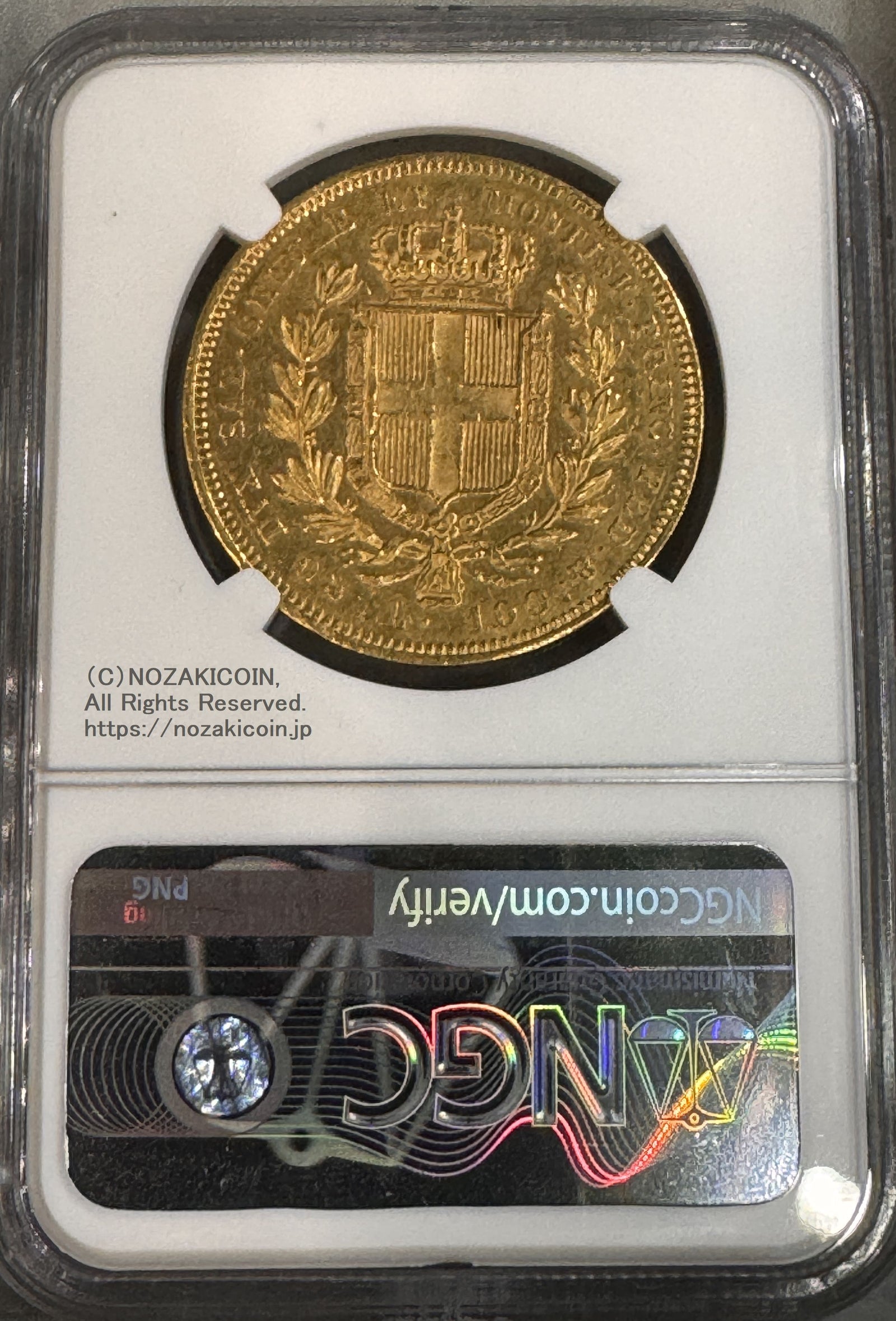 イタリア 100リレ金貨 1836年 サルディニア カルロアルベルト NGC MS60 – 野崎コイン