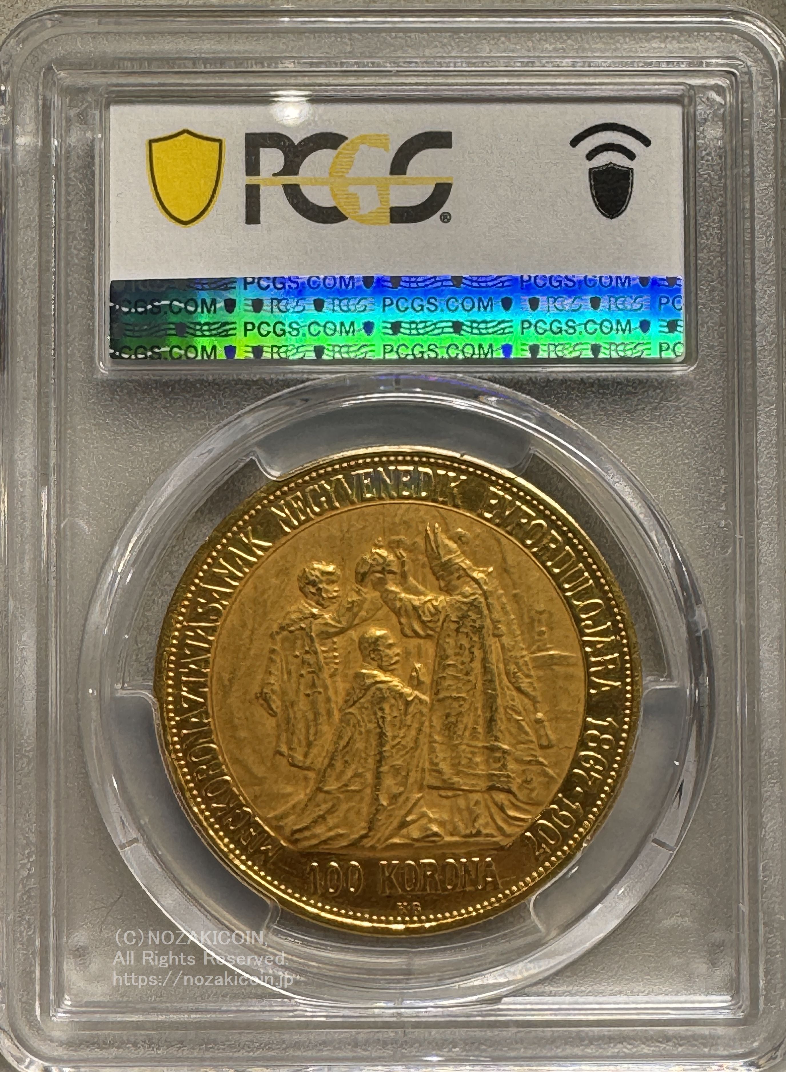 ハンガリー 100コロナ金貨 1907年 フランツ・ヨーゼフ 戴冠40年記念