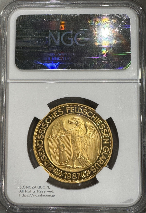 1987年発行スイス射撃祭グラールス1000フラン金貨です。NGC69評価。