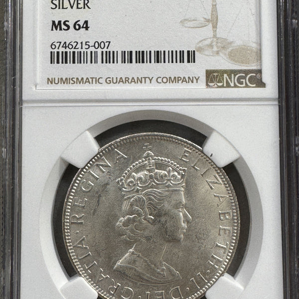 バミューダ クラウン銀貨 1964年 NGC MS64 – 野崎コイン