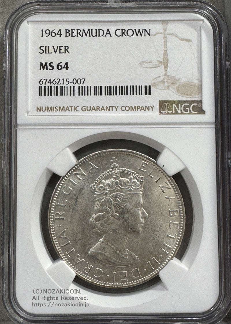 1964 BERMUDA CROWN SILVER
NGC MS64