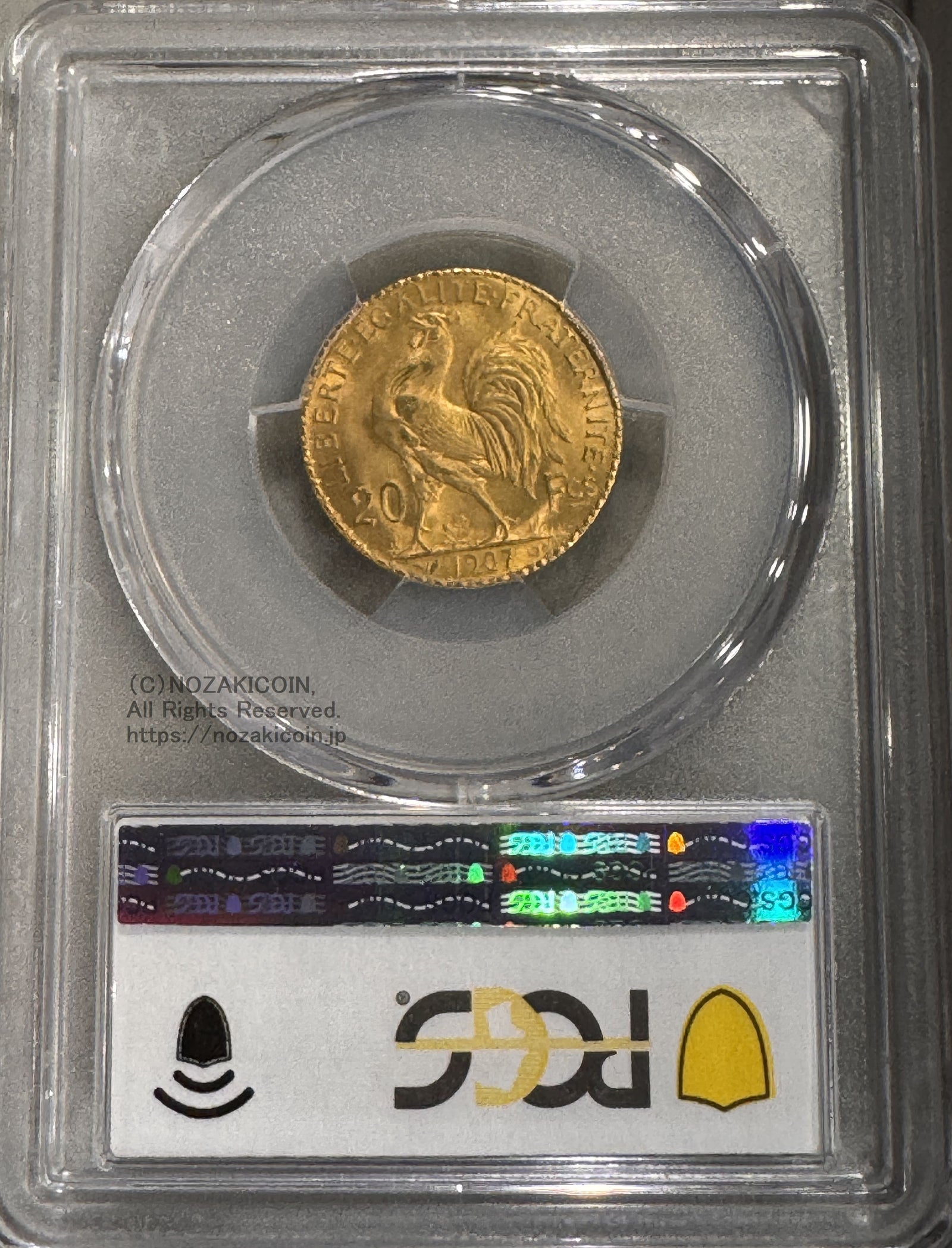 フランス 20フラン金貨 マリアンヌ ルースター 1907年 PCGS MS64 – 野崎コイン