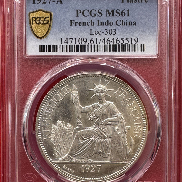 大型銀貨 貿易銀 フランス領 インドシナ 貿易ピアストル PCGS MS61 大型銀貨 貿易銀 フランス領 インドシナ 貿易ピアストル PCGS