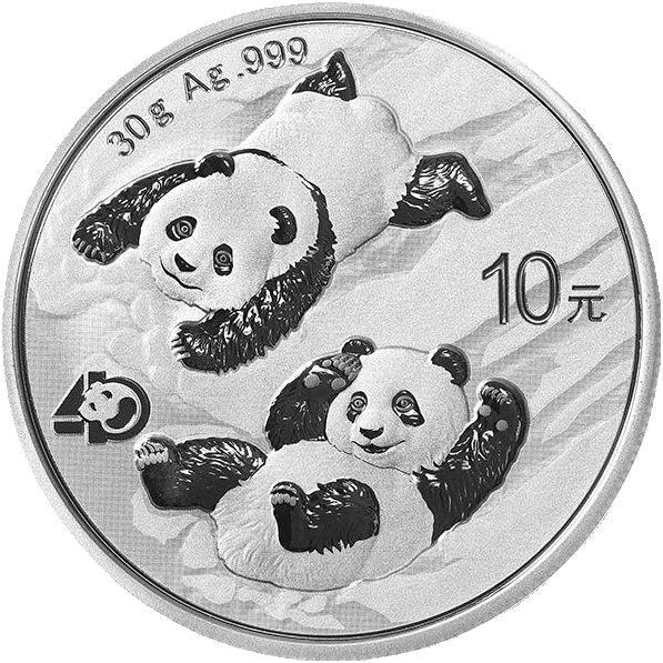中国熊猫银币，40周年纪念，2022年，300元人民币，未使用。