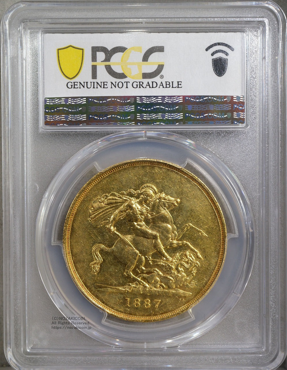 イギリス ヴィクトリア女王 ジュビリーヘッド 5ポンド金貨 1887年 PCGS