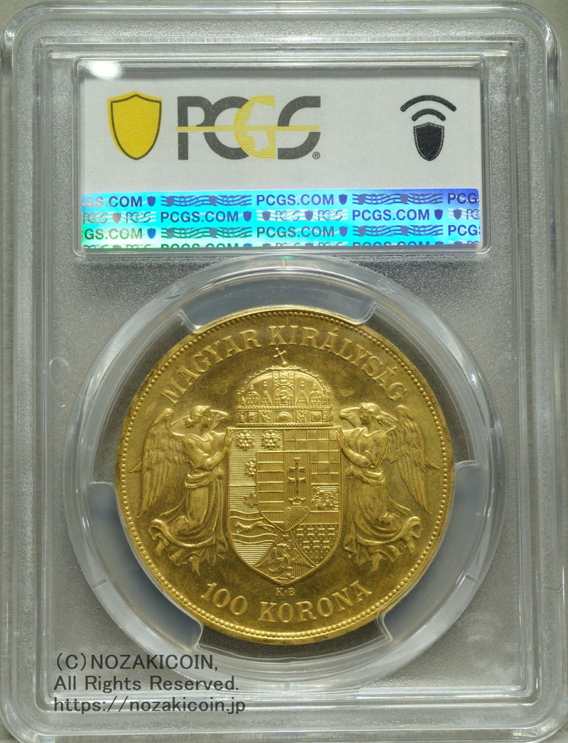 ハンガリー 100コロナ金貨 1908年 リストライク フランツ・ヨーゼフ