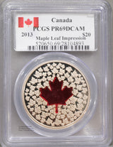 メープルリーフ
プルーフ未使用
Canada 2013 Maple Leaf Impression
PCGS PR69DCAM