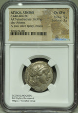 古代ギリシャ アッティカ-アテネ 440-404BCテトラドラクマ銀貨 16.97g NGC XF