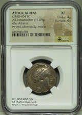 古代ギリシャ アッティカ-アテネ 440-404BCテトラドラクマ銀貨 17.09g NGC XF