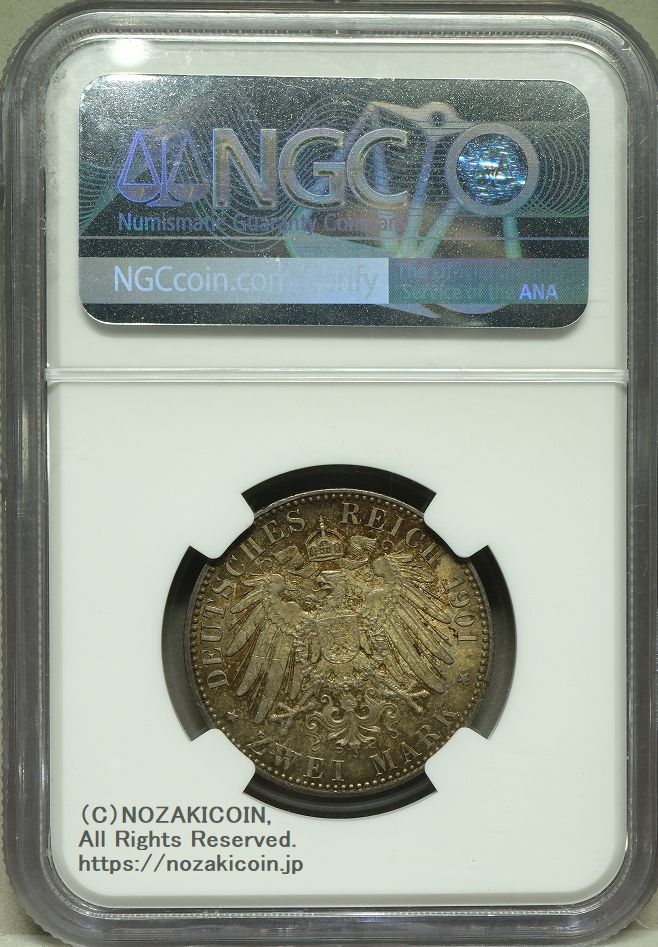 ドイツ プロイセン 2マルク銀貨 1901年 建国200年記念 NGC MS63 – 野崎