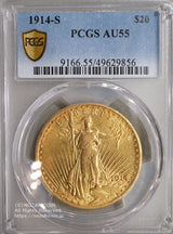 アメリカ 20ドル金貨 セントゴーデンズ 1914年S PCGS AU55