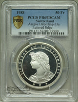 スイス 射撃祭 50フラン銀貨 1988 Aargau PCGS PR69DCAM
