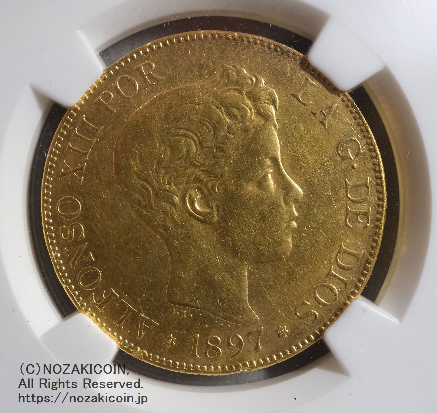 スペイン 100ペセタ金貨 1897年 アルフォンソ13世 NGC XF スペイン 100ペセタ金貨 1897年 アルフォンソ13世 NGC XF