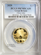 2020年7.8g純金貨 英国25ポンド Elton&nbsp; John 発行枚数は最大1,100枚、プルーフ仕上げとなっています。