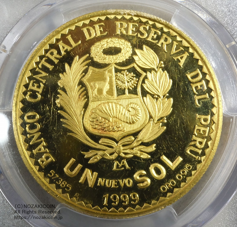 ペルー １ヌエボソル金貨 1999年 日本人ペルー移住百周年 PCGS PL64DCAM
