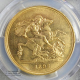 イギリス ヴィクトリア女王 オールドヘッド 5ポンド金貨 1893年 PCGS MS61