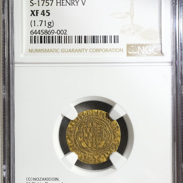 イギリス 1/4ノーブル金貨 1413-22年 NGC XF45 – 野崎コイン イギリス 1/4ノーブル金貨 1413-22年 NGC XF45 – 野崎コイン